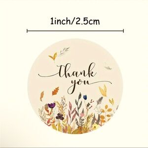 Roll of 500 Natural Leaves and Flowers Round Thank You